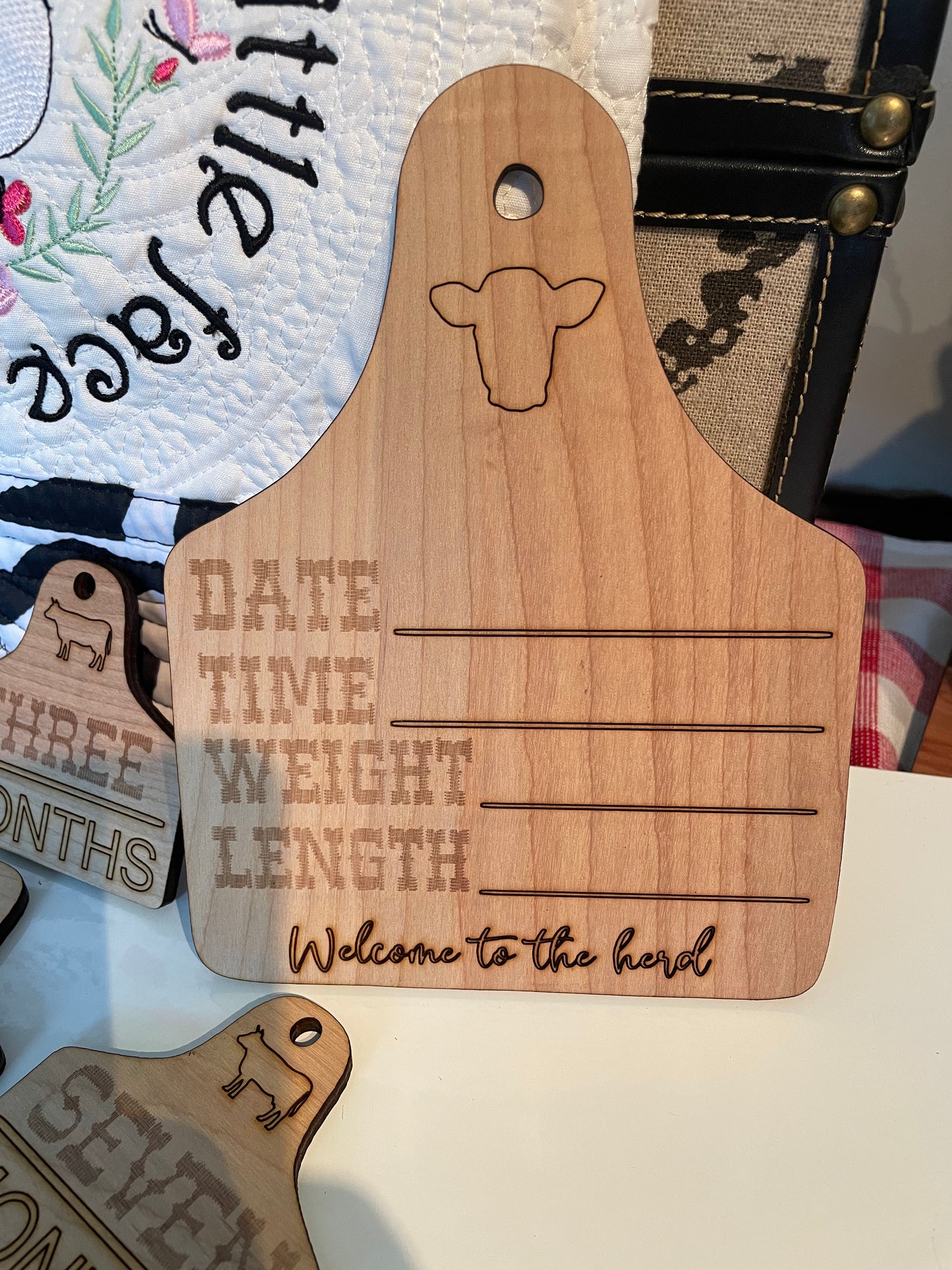 Baby Cow Tag Birth Announcement