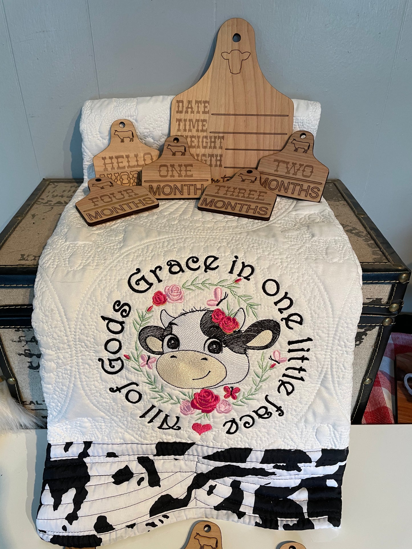 Baby Cow Tag Birth Announcement