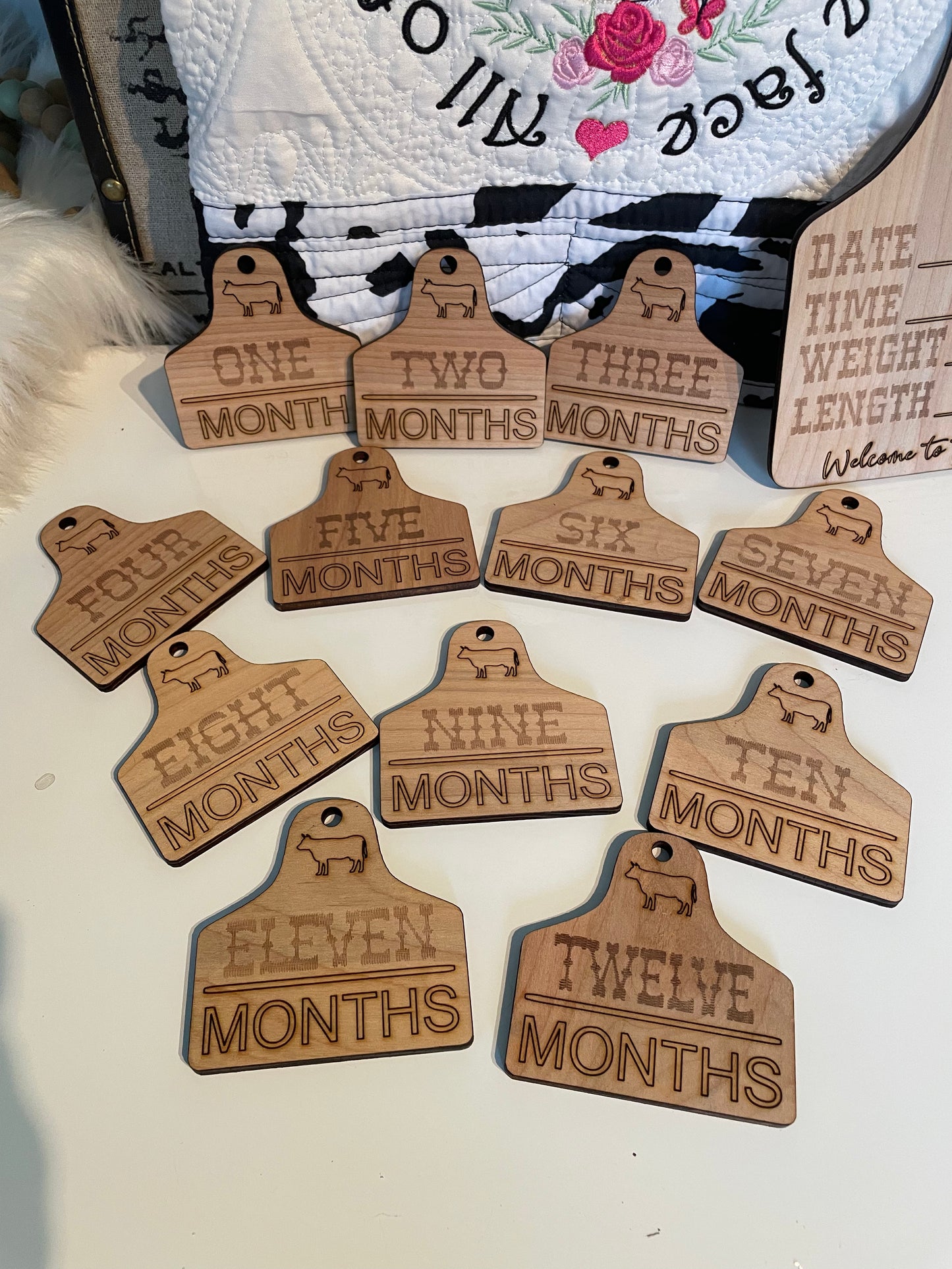 Baby Cow Tag Birth Announcement
