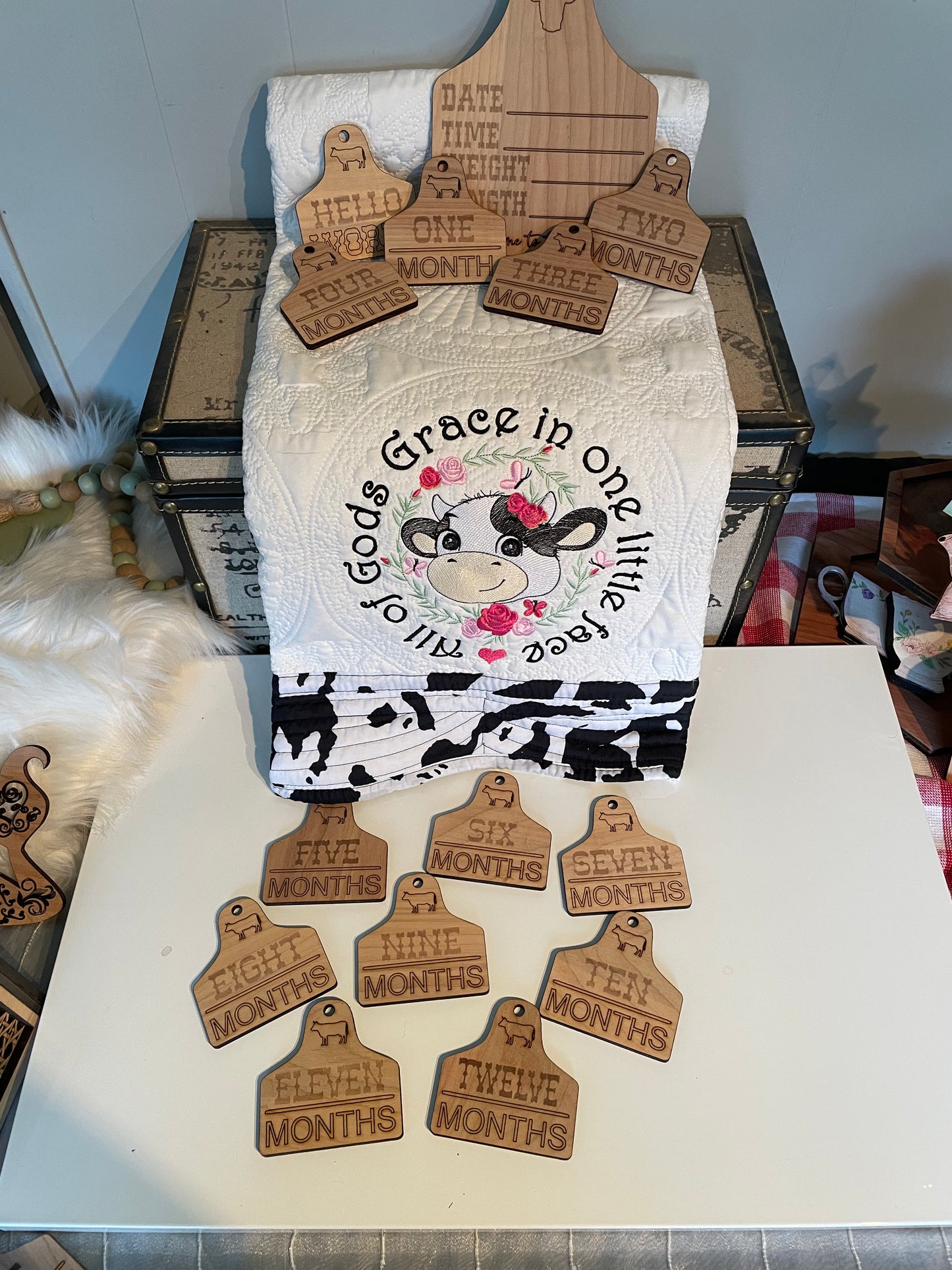 Baby Cow Tag Birth Announcement