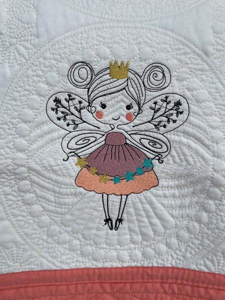 Baby Quilt embroidered with Fairy and optional Name