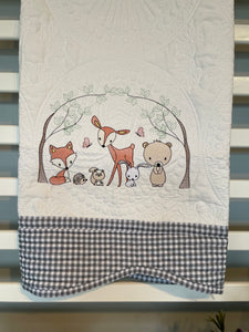 Woodland Animal Gingham Baby Heirloom Quilt